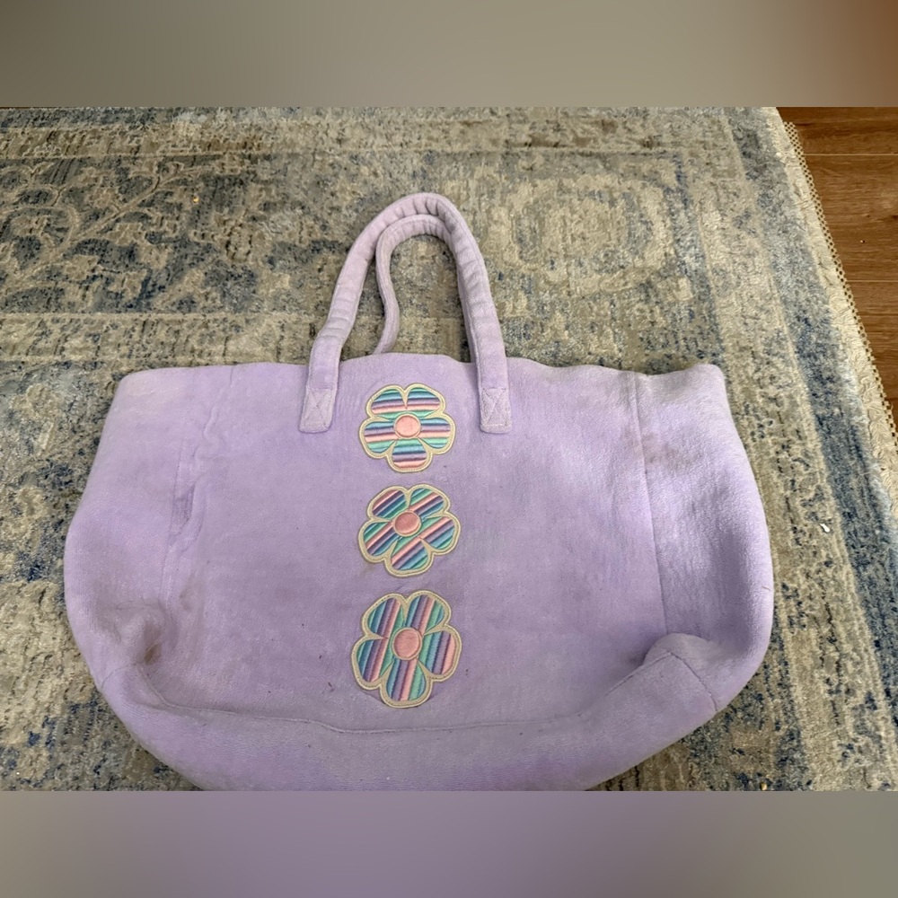 Lavender Floral Terry Tote Bag